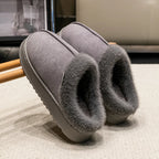 Fluffy Fur-Lined Slippers – Anti-Slip Thick Sole Winter Shoes for Indoor Home Use