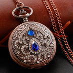 Emerald Diamond Pocket Watch Necklace – Luxury Gold Pendant for Gift