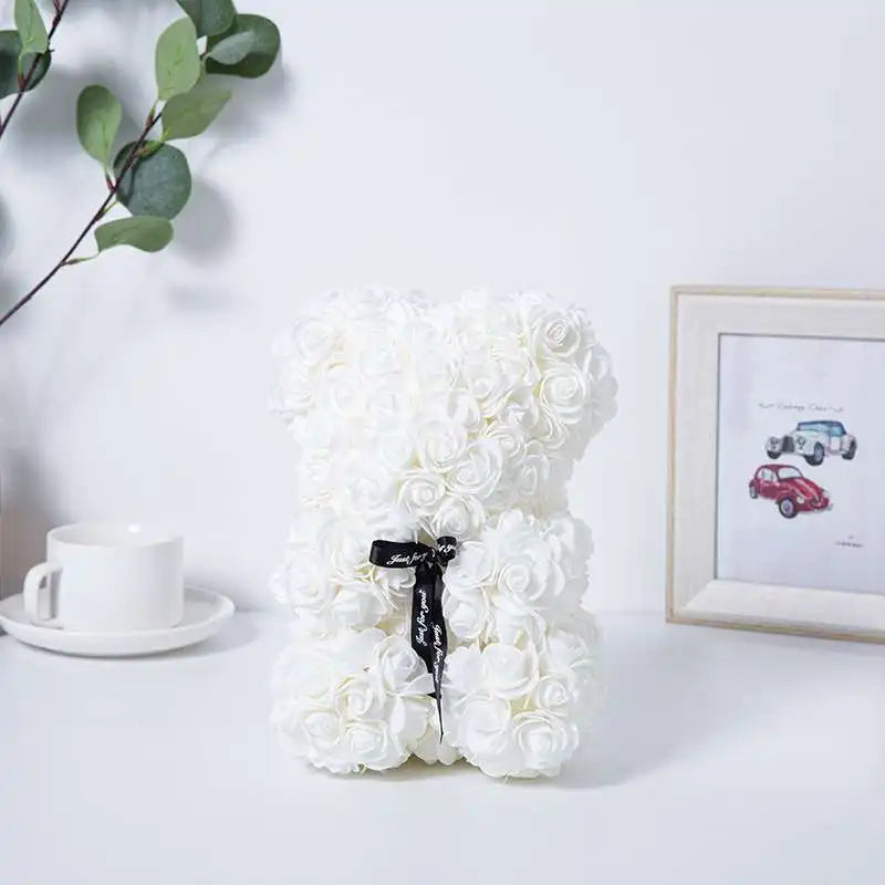Artificial Rose Flower Bear – Romantic Gift for Valentine's Day and Birthday