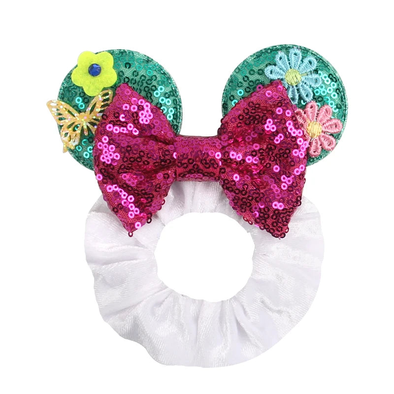 Velvet Sequin Mouse Ear Scrunchies – Elastic Hair Accessories for Kids Party