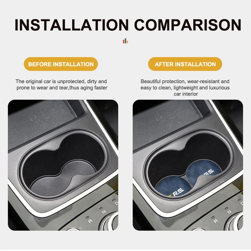Suede Car Cup Holder Coasters – Anti-Slip Accessories for Renault Vehicles