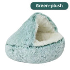 Semi-Enclosed Plush Pet Bed – Warm Winter Shell Nest for Cats and Small Dogs