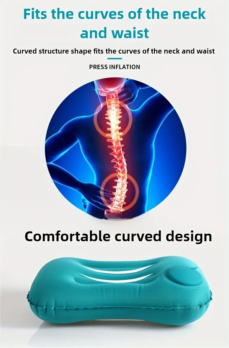 Portable Inflatable Travel Pillow – Ergonomic Neck and Waist Support for Flights