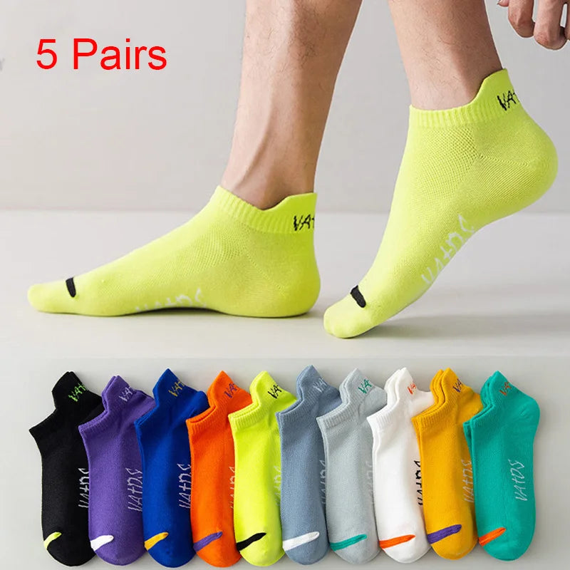 Breathable Ankle Socks – Colorful Invisible Sportswear for Men Running