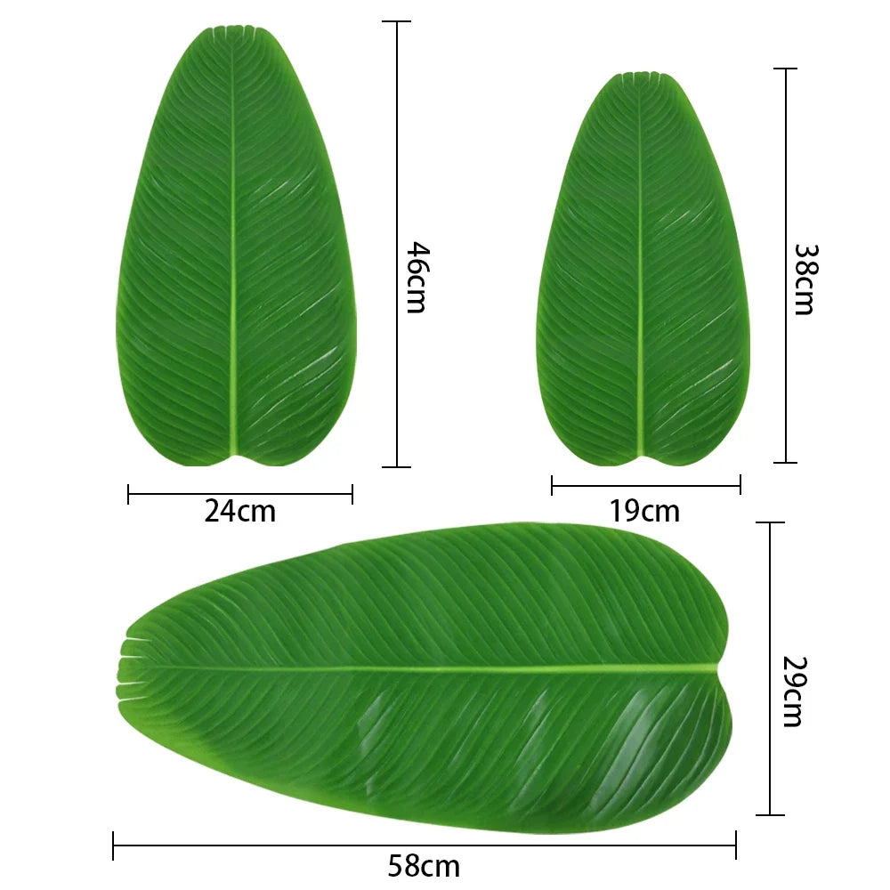 Artificial Banana Palm Leaves – Waterproof Tropical Table Decor for Luau Party