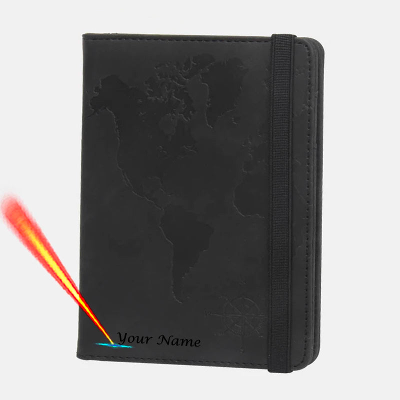 Personalized Passport Cover – RFID Blocking World Map Design for Travel