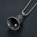 Vintage Jesus Cross Bell Pendant – Religious Biker Necklace for Men
