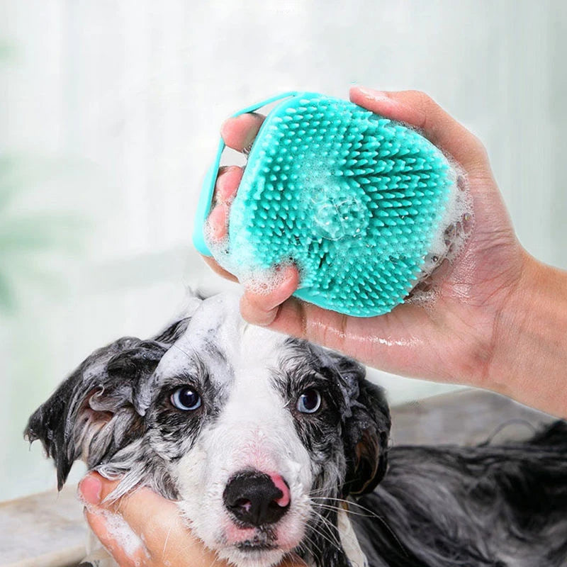 Silicone Pet Bathing Brush – Soft Massage Grooming Tool for Dog and Cat Cleaning