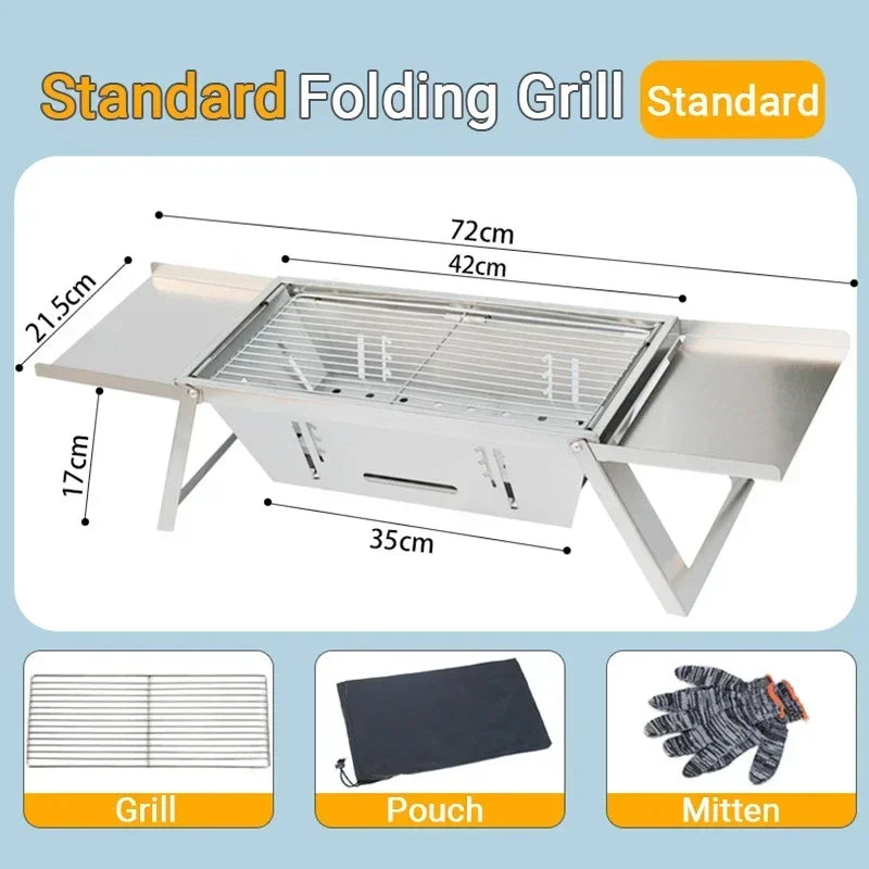 Portable Charcoal Barbecue Grill – Folding Stainless Steel Stove for Outdoor BBQ