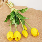 Silicone Real Touch Tulip Bouquet – Artificial Five-Head Flower for Home Decor
