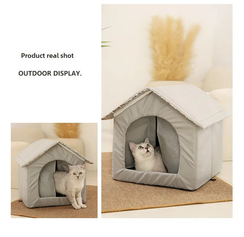 Waterproof Outdoor Pet House – Foldable Winter Cave for Small Dogs and Cats