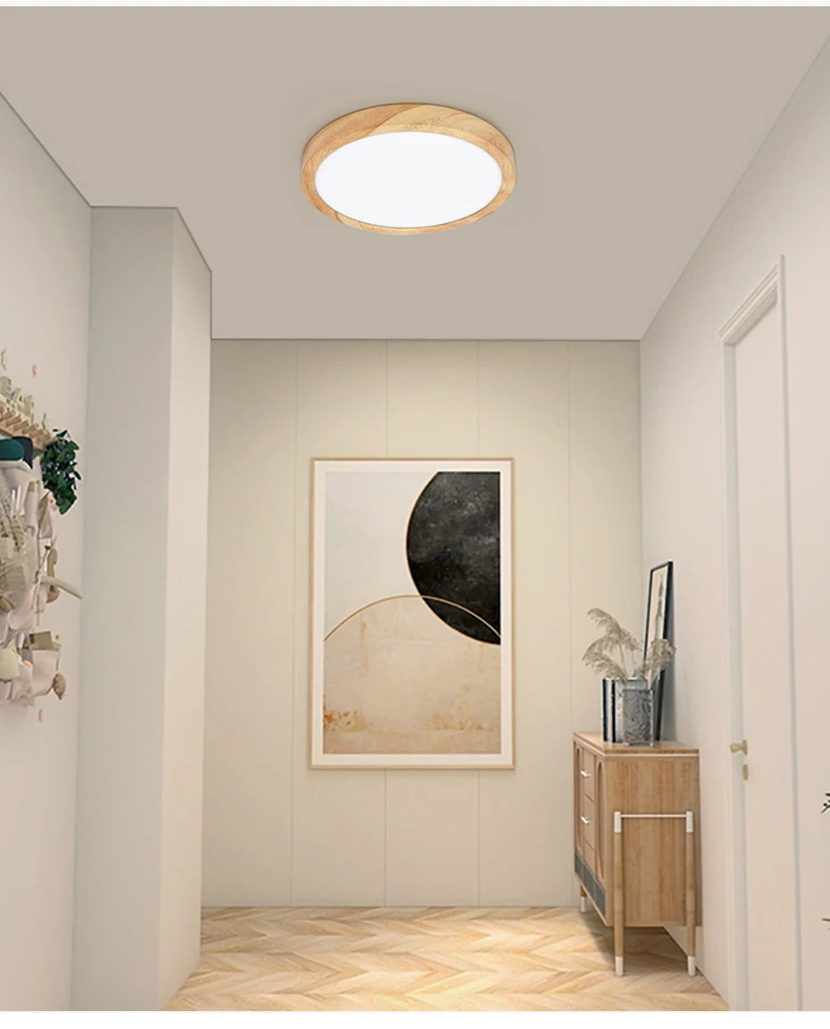 LED Ceiling Light – Wood Grain Golden Finish for Kitchen and Bedroom