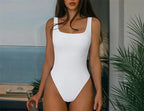 Ribbed Tummy Control Jumpsuit – Open Crotch Shapewear for Daily Compression