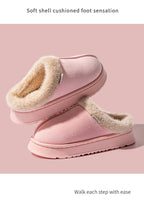 Fluffy Fur-Lined Slippers – Anti-Slip Thick Sole Winter Shoes for Indoor Home Use