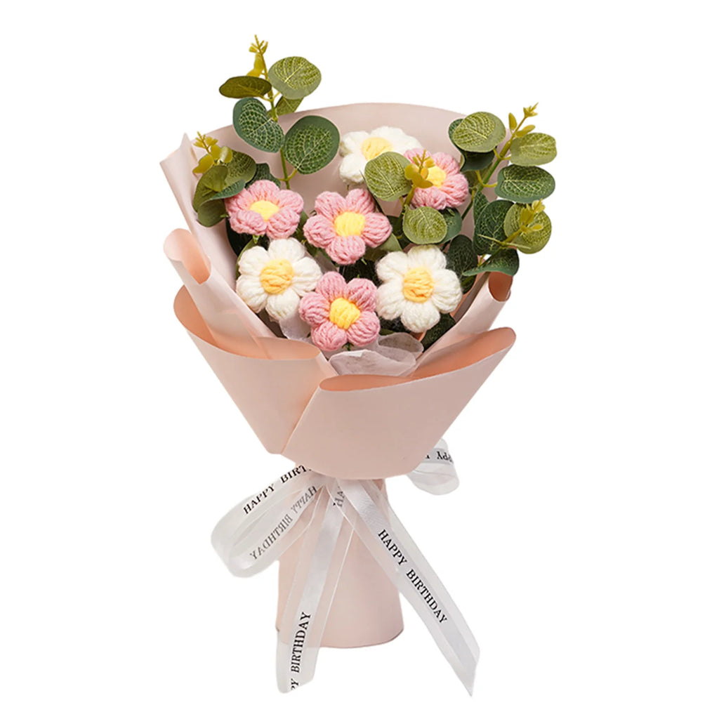 Handmade Crochet Flower Bouquet – Knitted Floral Decor for Gift Giving