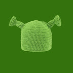 Knitted Monster Balaclava – Green Devil Hat for Halloween Cosplay Costume