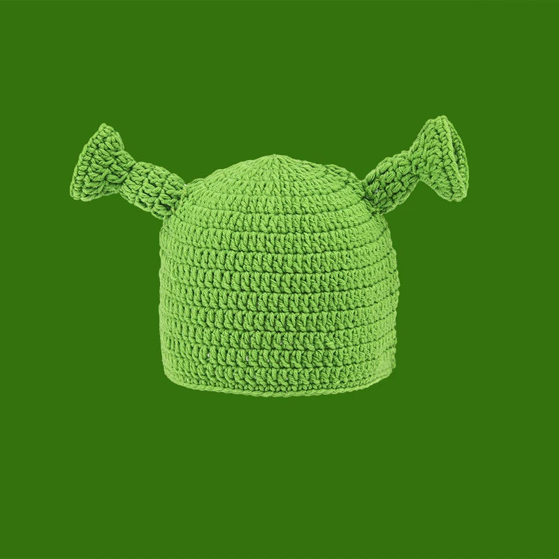 Knitted Monster Balaclava – Green Devil Hat for Halloween Cosplay Costume