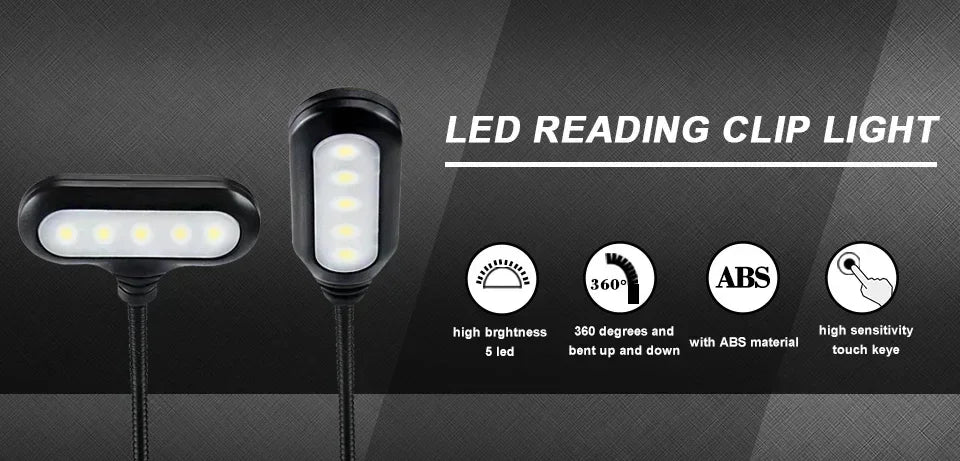 Mini LED Book Clip Light – Battery Powered Eye Protection for Night Reading