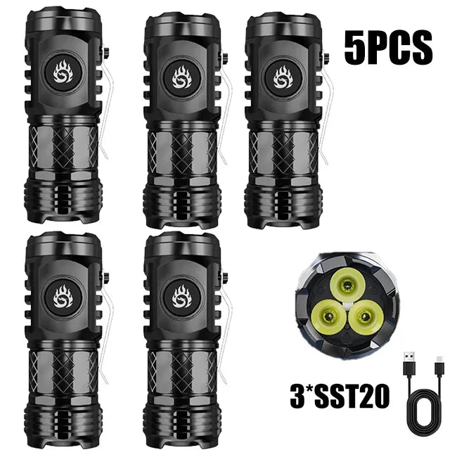 Rechargeable LED Flashlight – High-Lumen USB Torch for Camping and Hiking