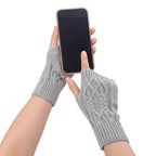 Soft Wool Half Finger Gloves – Warm Knit Arm Mittens for Winter Outdoor