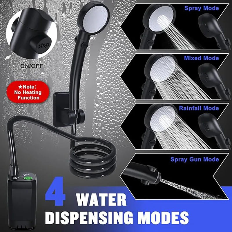 Rechargeable Portable Shower – 6000mAh LED Electric Pump for Outdoor Camping