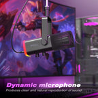 USB XLR Dynamic Microphone – Touch Mute Studio Mic for Gaming and Podcasting