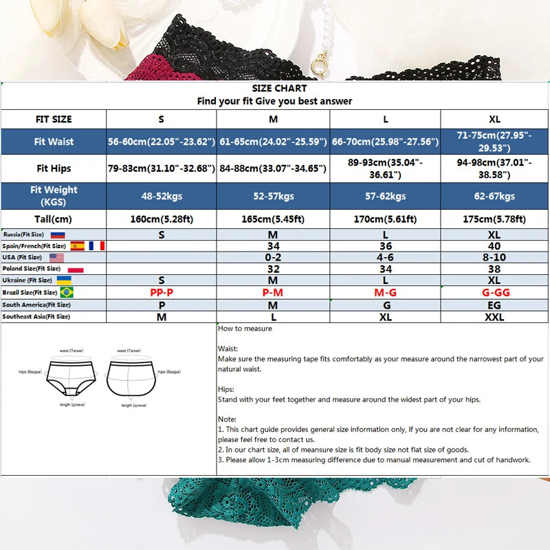 Floral Lace Panties – Sexy V-Waist Breathable Underwear for Women