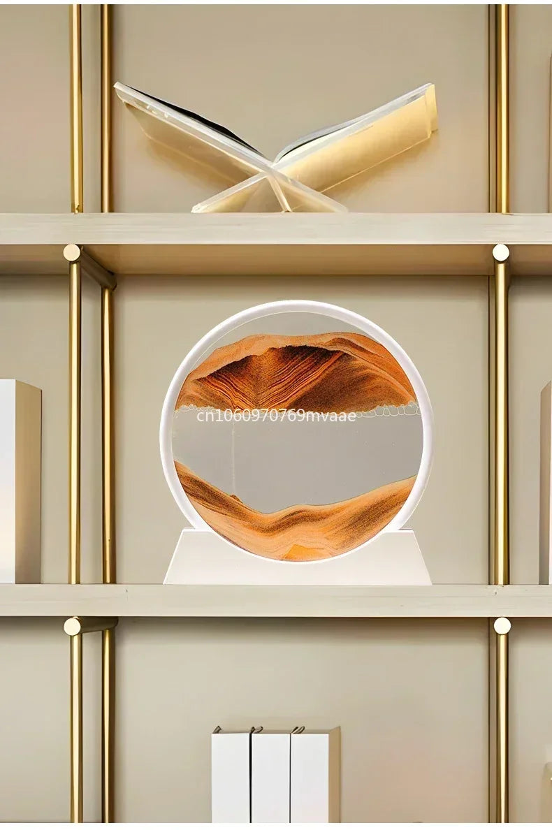 3D Moving Sand Art Frame – Dynamic Liquid Hourglass for Office Home Decor