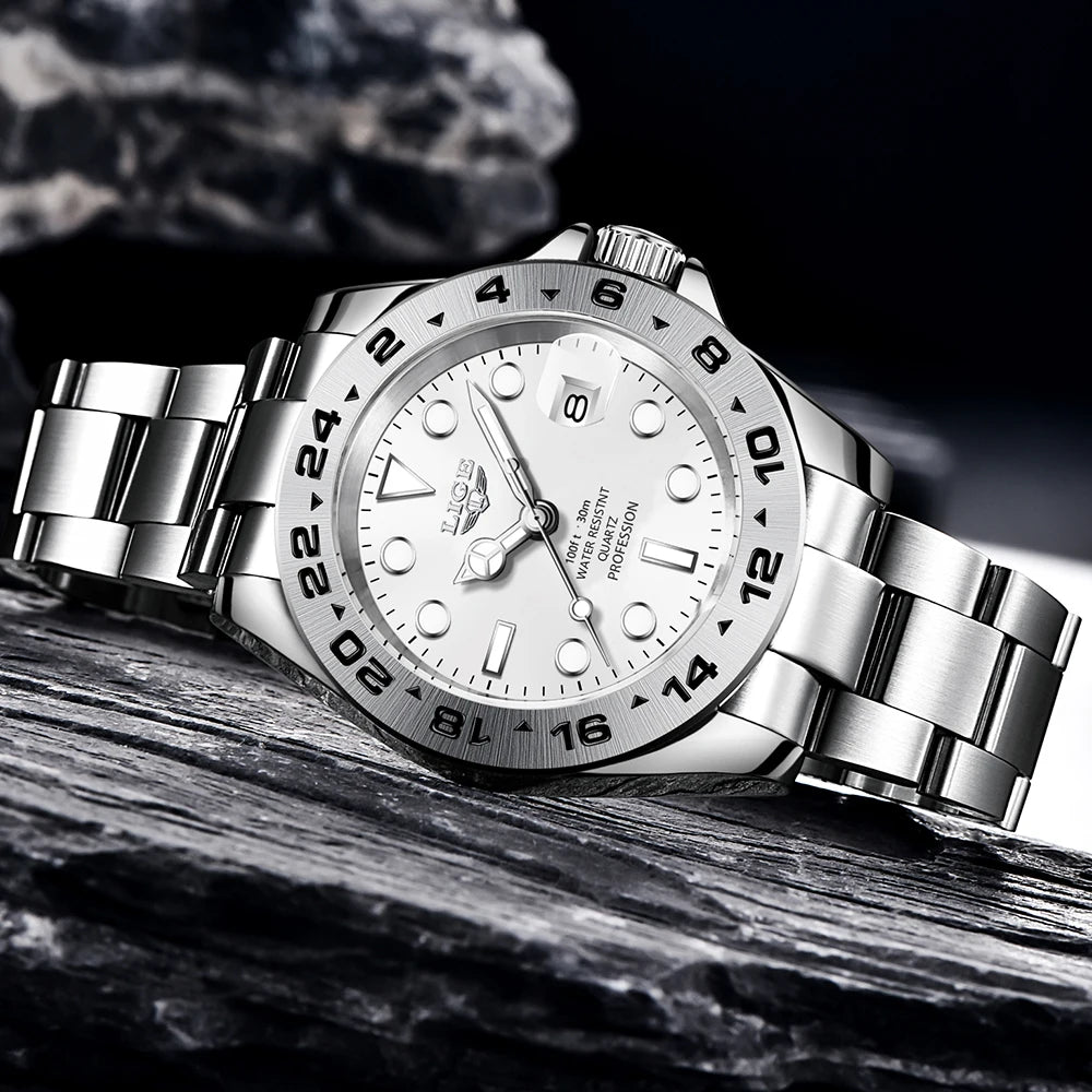 Luxury Steel Quartz Watch – Waterproof Military Sport Accessory for Men
