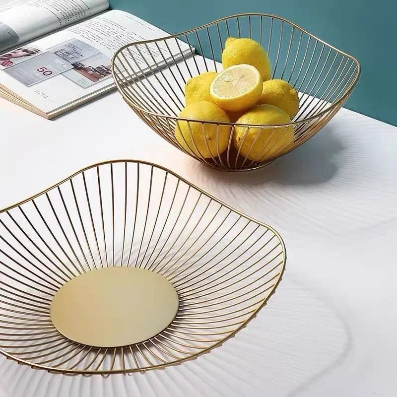 Modern Iron Fruit Basket – Decorative Wire Storage Bowl for Home Kitchen