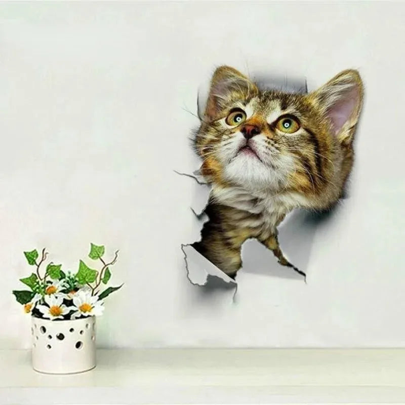 3D Cute Cat Wall Decals – Self-Adhesive Stickers for Kids Bedroom Decor