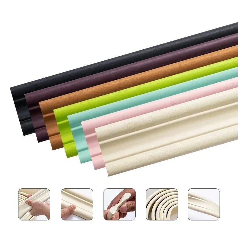 Self-Adhesive NBR Wall Trim – 5M Flexible Molding for Home Decor and Edging