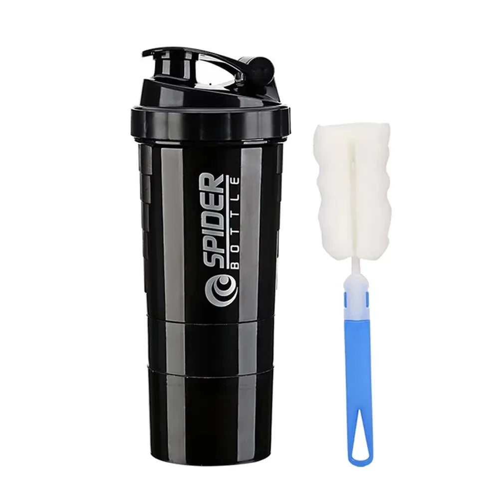 Portable Protein Shaker Bottle – 500ml Mixer Cup with Storage for Gym Fitness