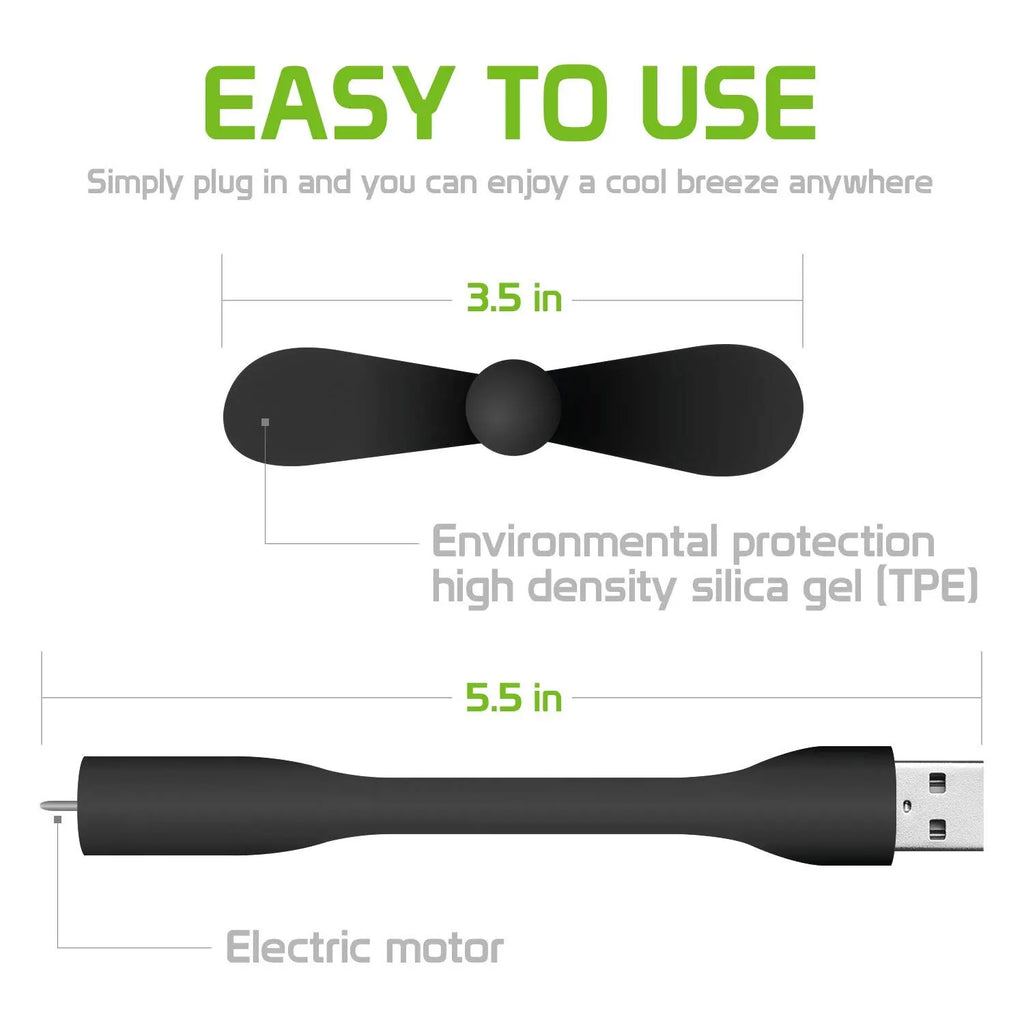 Portable Mini USB Fan – Flexible Bendable Cooling Gadget for Laptop and Travel
