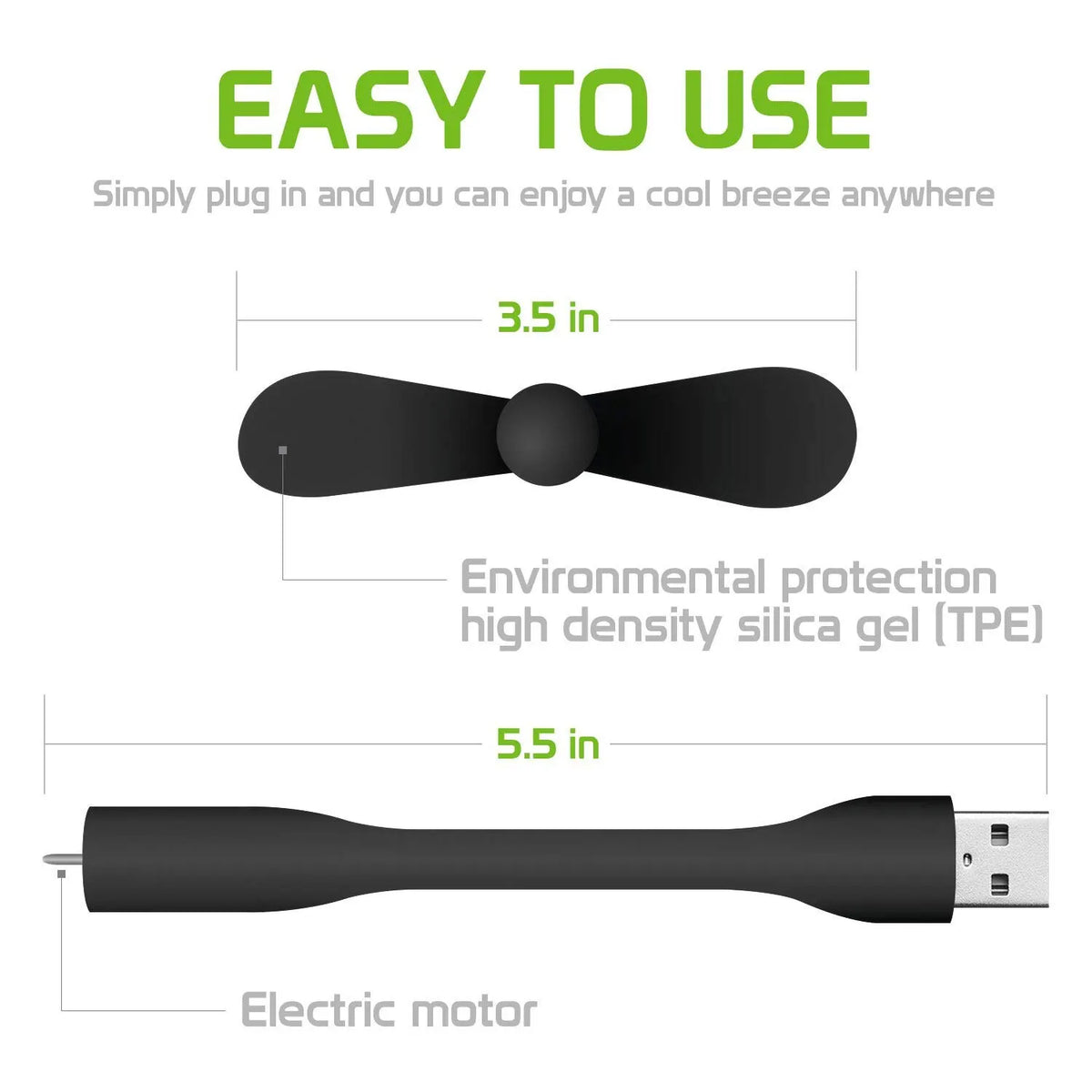 Portable Mini USB Fan – Flexible Bendable Cooling Gadget for Laptop and Travel
