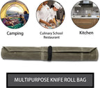 Waxed Canvas Knife Roll Bag – Portable Chef Storage for Camping and BBQ
