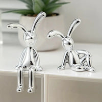 Long-Eared Rabbit Statue – Cartoon Resin Figurine for Home Desktop Decor