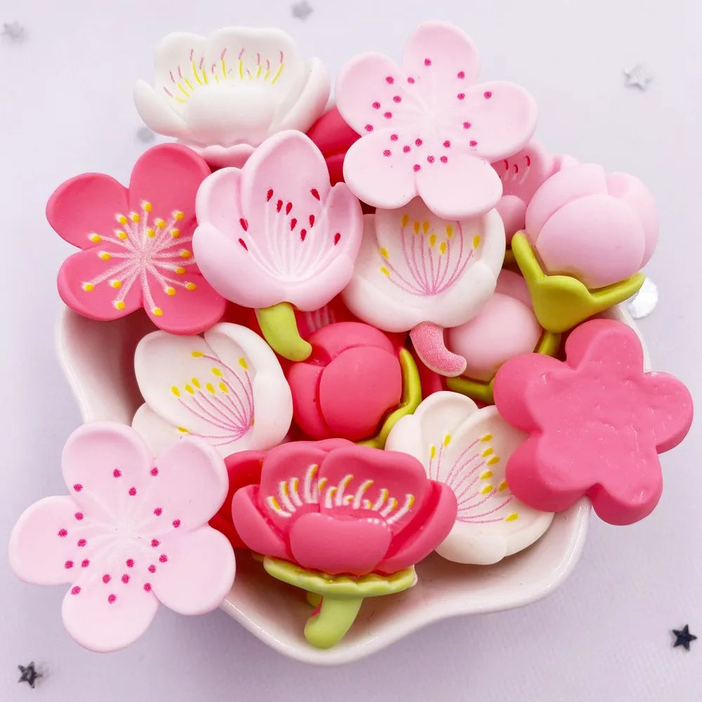 Resin Cherry Blossom Flatbacks – Colorful DIY Stones for Scrapbook Crafts