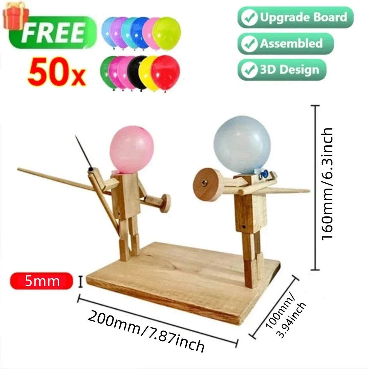 Wooden Fencing Puppet Battle – Bamboo Robot Game for Two-Player Fun