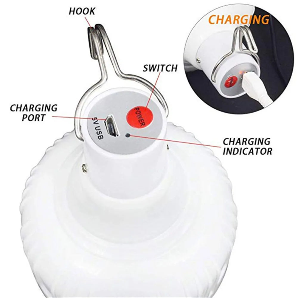 Portable Rechargeable LED Lantern – 80W Emergency Light for Camping and Patio