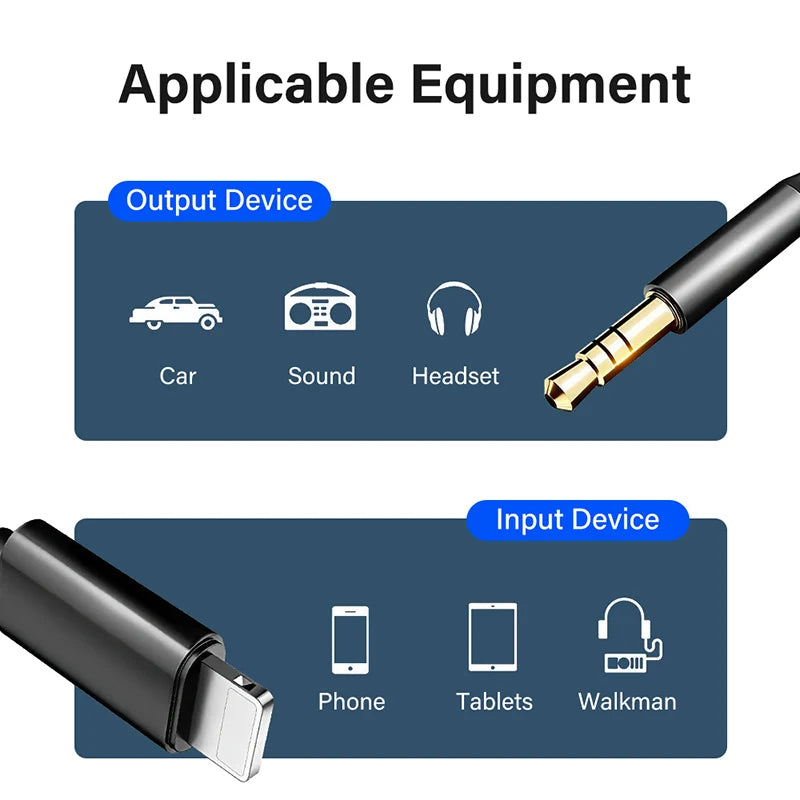 Lightning to 3.5mm AUX Cable – Gold-Plated Audio Adapter for iPhone Devices