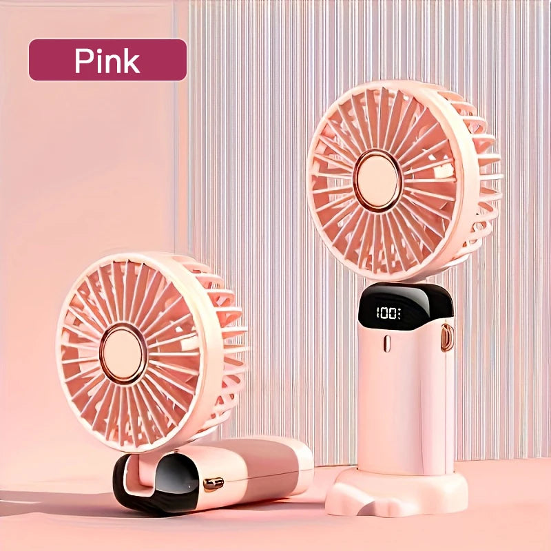 Portable Mini Handheld Fan – Rechargeable LED USB Cooler for Desk and Travel