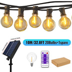 G40 Solar LED String Lights – Weatherproof Shatterproof Decor for Patio