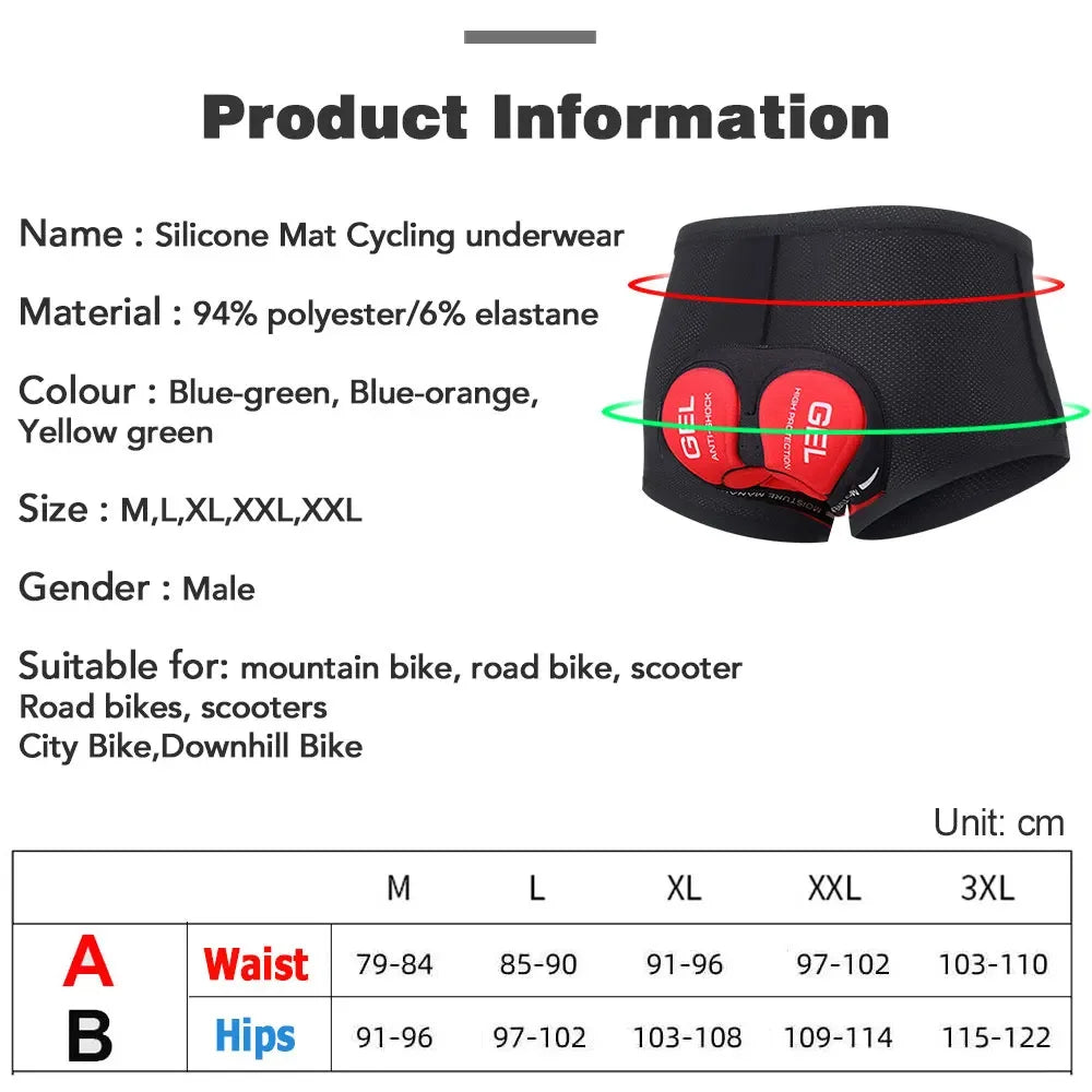 Padded Cycling Underwear – 5D Gel Shockproof Shorts for MTB Road Bike
