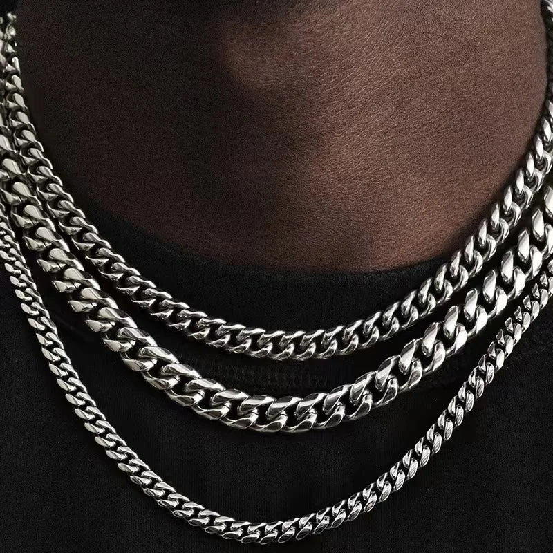 Stainless Steel Cuban Link Chain – 3-7mm Necklace for Men and Women