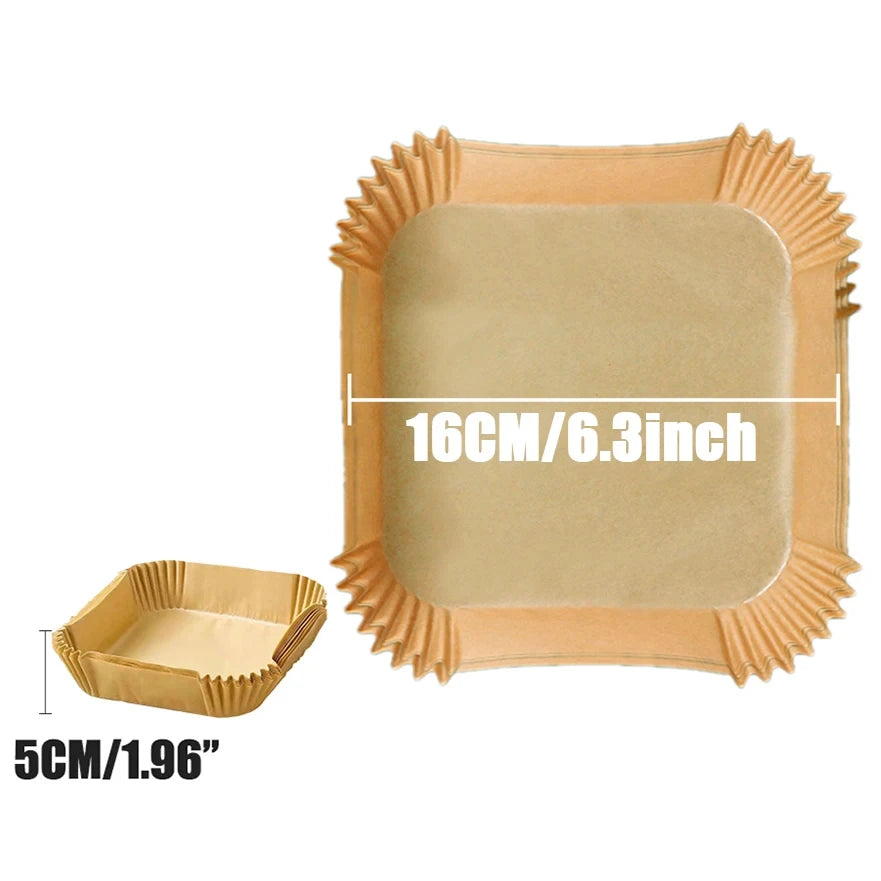 Square Air Fryer Paper Liners – 23cm Non-stick Parchment for Cooking and Baking