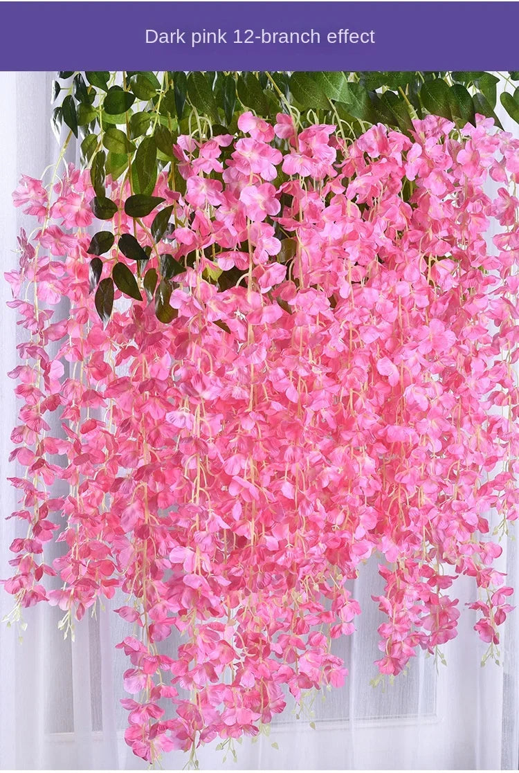 Silk Wisteria Hanging Vines – 110cm Artificial Flower Garland for Wedding Decor