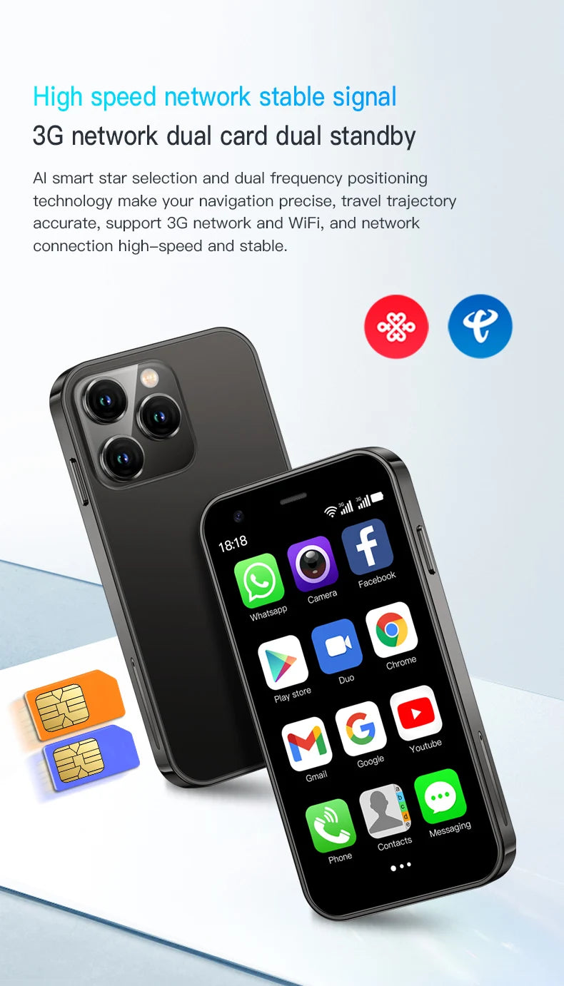 Mini Smartphone – 3.0 Inch Display with Facial Recognition for Android