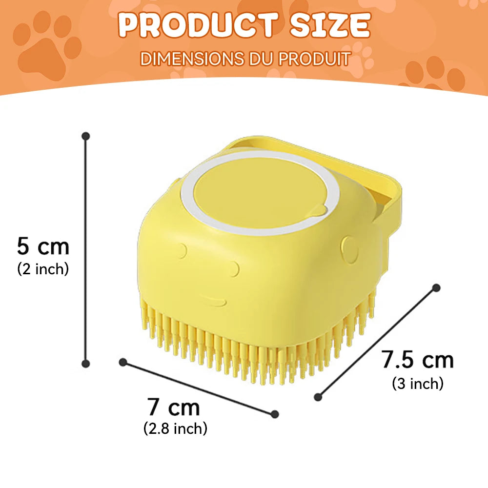 Silicone Pet Bath Brush – Shampoo Dispenser for Dog and Cat Grooming