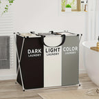 Large 3-Section Laundry Hamper – Foldable Divider Basket for Clothes Storage